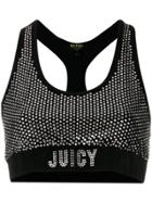 Juicy Couture Exclusive Swarovski Embellished Velour Crop Top - Black