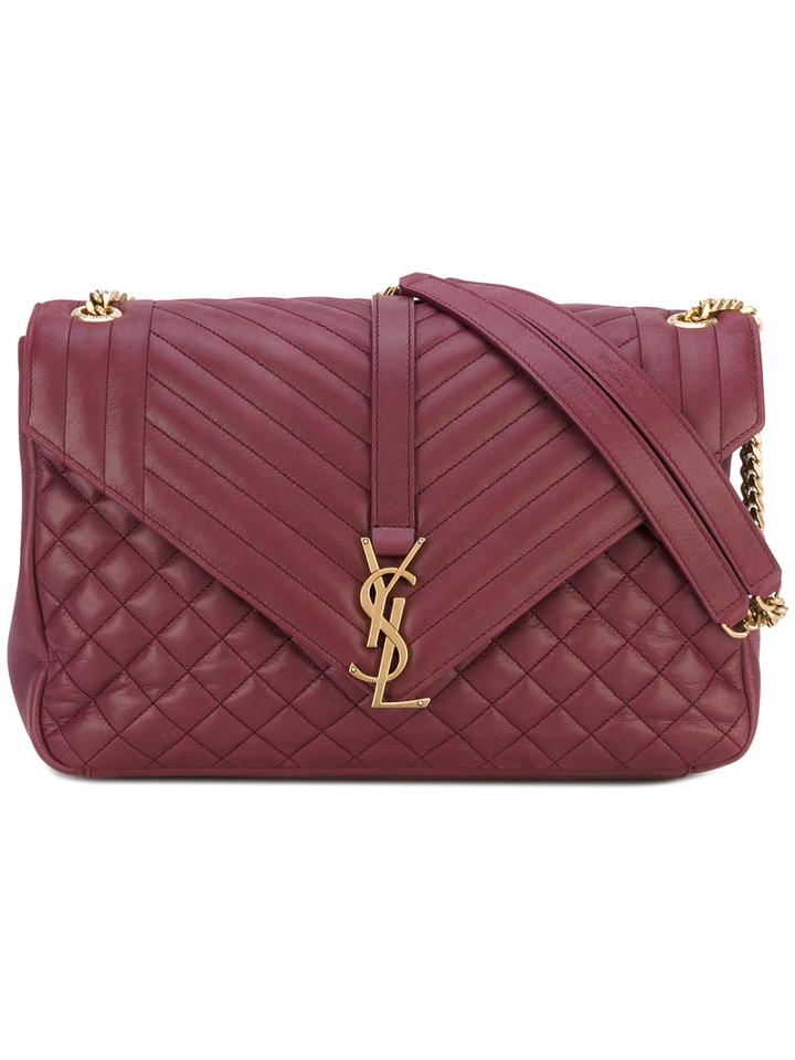 Large Monogram Envelope Bag - Women - Calf Leather - One Size, Red, Calf Leather, Saint Laurent