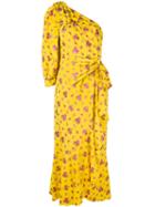 Gucci - Floral Embroidered Long Dress - Women - Silk/polyester/acetate - 42, Yellow/orange, Silk/polyester/acetate
