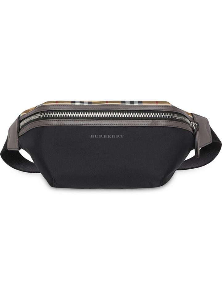 Burberry Medium Vintage Check And Nylon Bum Bag - Black