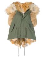 Furs66 Fur Trim Parka Vest - Green