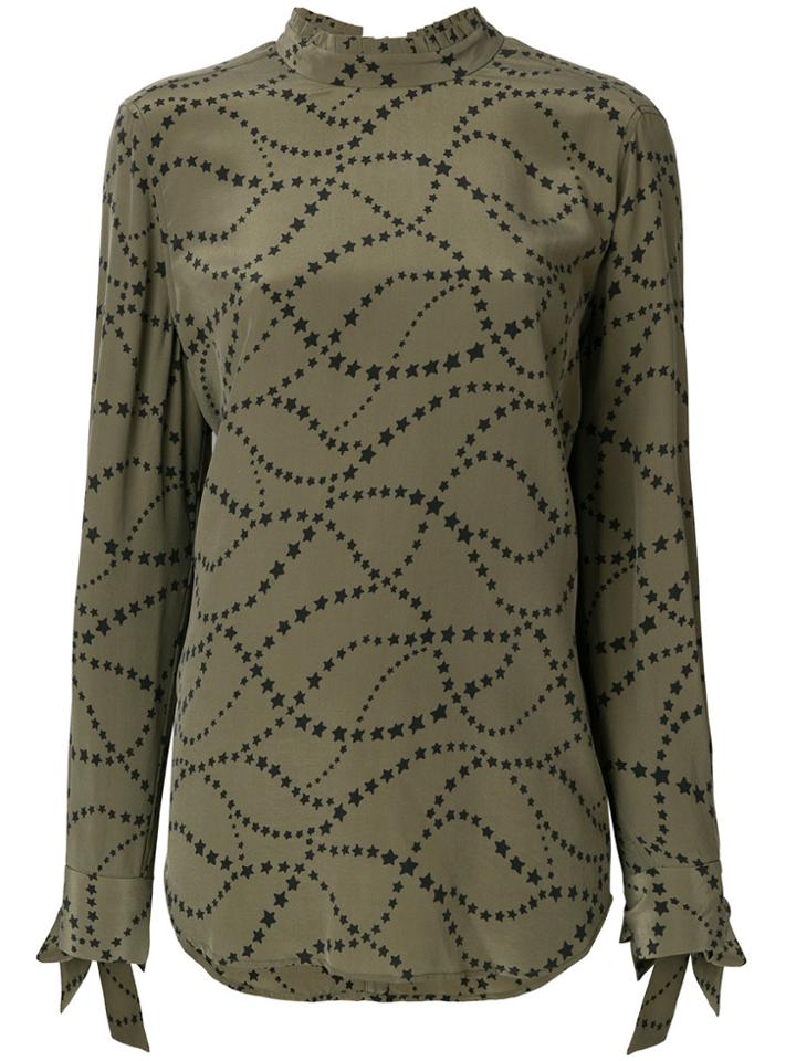 Equipment Star Print Tie Sleeve Blouse - Green