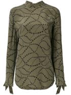 Equipment Star Print Tie Sleeve Blouse - Green