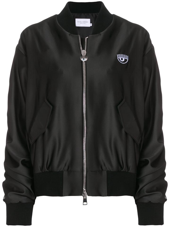 Chiara Ferragni Embroidered Logo Bomber Jacket - Black