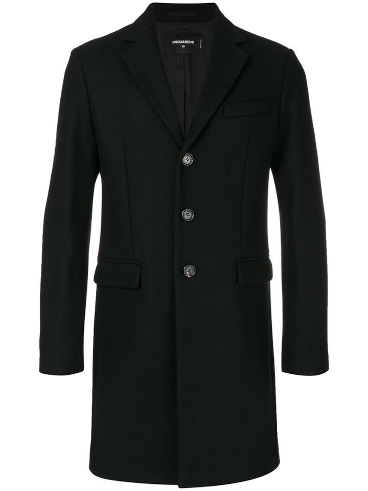 Dsquared2 Classic Single Breasted Coat - Black