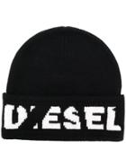 Diesel Logo Beanie Hat - Black
