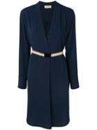 By Malene Birger Plunge Neck Dress - Blue