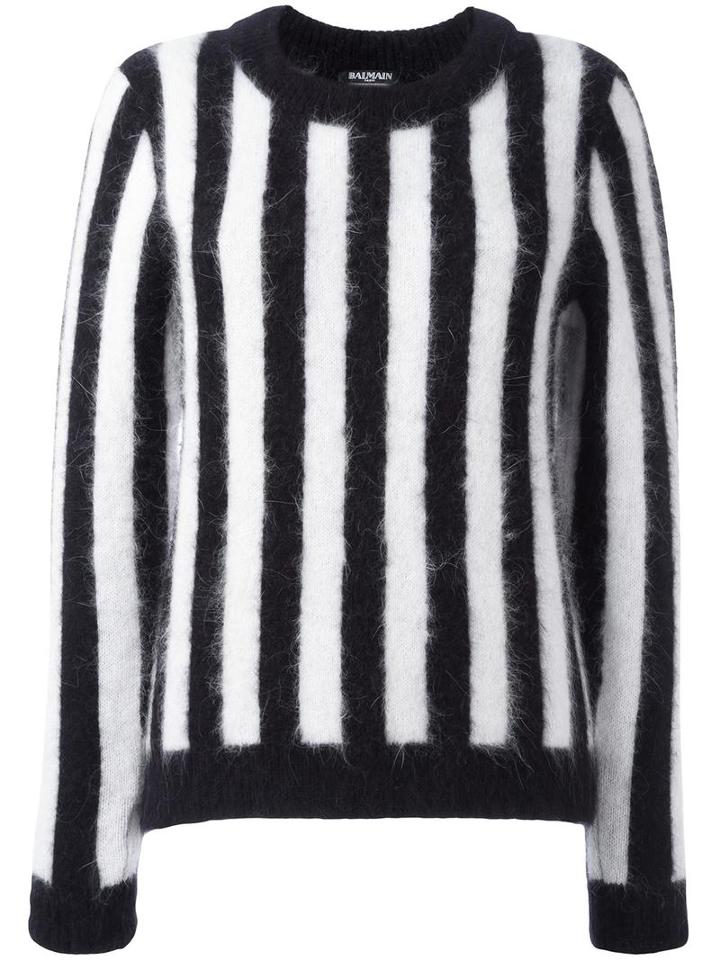 Balmain Striped Jumper, Women's, Size: 36, Black, Polyamide/angora/wool