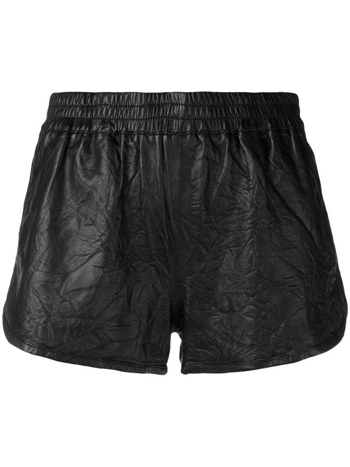 Zadig & Voltaire Fashion Show Creased Leather Shorts - Black