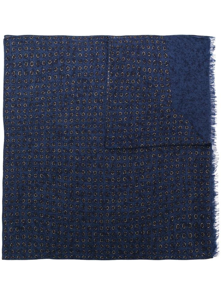 Isaia Dotted Print Scarf - Blue