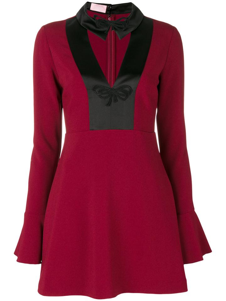 Giamba Pointed Collar Short Dress - Red