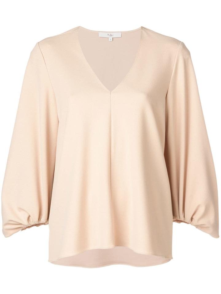 Tibi Structured V-neck Blouse - Neutrals
