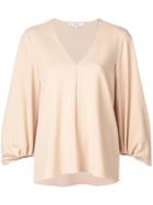 Tibi Structured V-neck Blouse - Neutrals