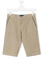 Aston Martin Kids - Contrast Detail Bermudas - Kids - Cotton/spandex/elastane - 16 Yrs, Nude/neutrals