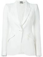 Alexander Mcqueen One Button Blazer, Women's, Size: 46, White, Viscose/acetate/silk