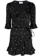 Chiara Ferragni Heart Print Wrap Dress - Black