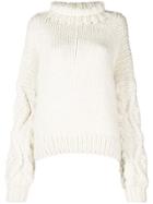 I Love Mr Mittens Cable Knit Sleeve Jumper - White