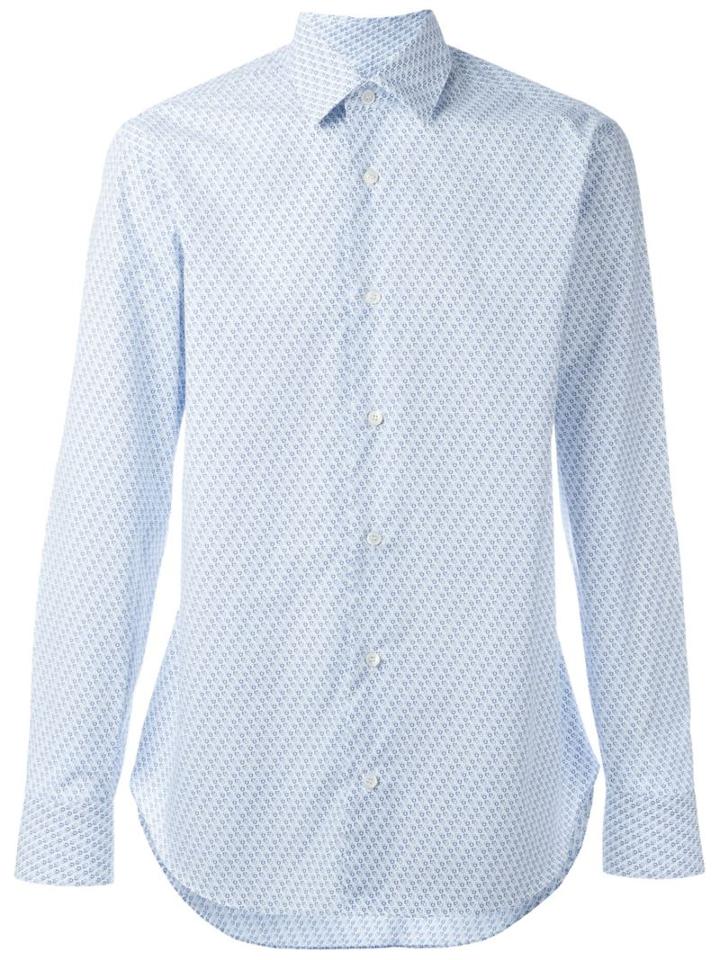 Salvatore Ferragamo Gancini Print Shirt, Men's, Size: Small, White, Cotton