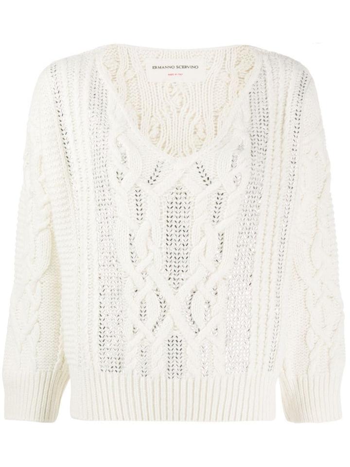Ermanno Scervino Cable Knit Sweatshirt - Neutrals