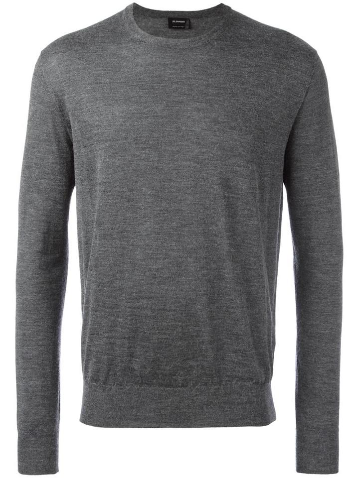 Jil Sander Crew Neck Jumper, Men's, Size: 50, Grey, Alpaca/silk