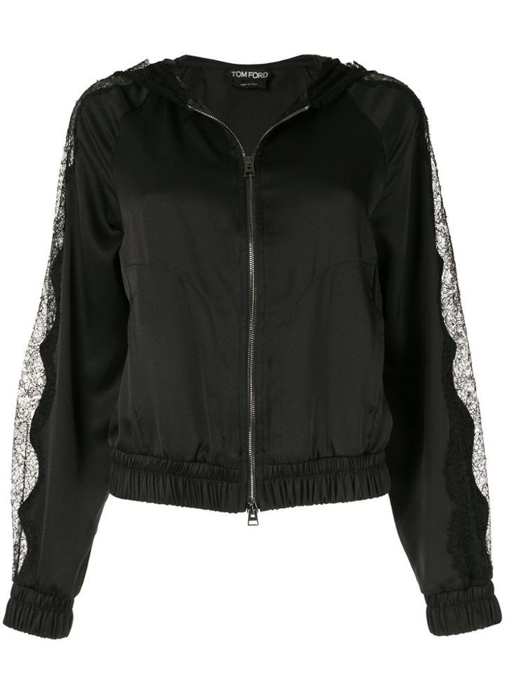 Tom Ford Floral Lace Inserts Hooded Jacket - Black