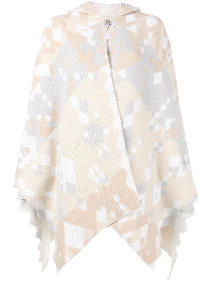 Peter Pilotto Geometric Ottoman Cape, Women's, Nude/neutrals, Wool/angora/polyamide/spandex/elastane