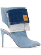 Natasha Zinko Washed Denim Pocket Ankle Boots - Blue