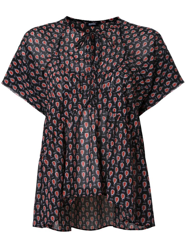 Jil Sander Navy Shortsleeved Blouse, Women's, Size: 34, Black, Polyester