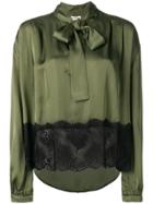 Semicouture Pussy Bow Blouse - Green