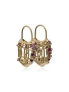 Polly Wales 18k Gold And Pink Sapphire Padlock Earrings - Metallic
