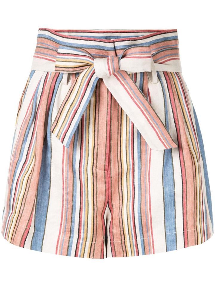 Frame Striped Tie-waist Shorts - Multicolour