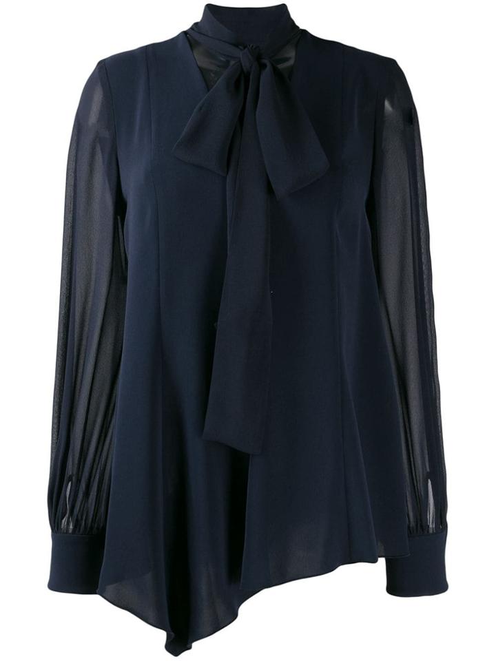 Max Mara Studio Top With Pussy Bow Detail - Blue