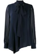 Max Mara Studio Top With Pussy Bow Detail - Blue