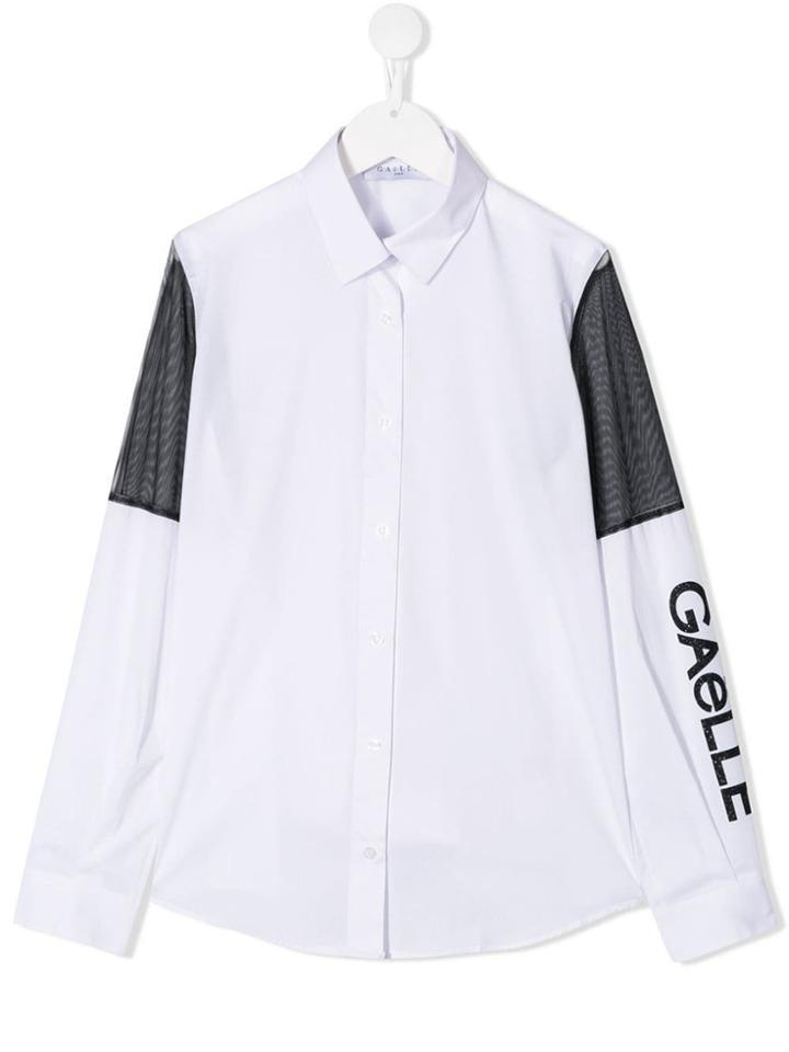 Gaelle Paris Kids Teen Sheer Panel Shirt - White