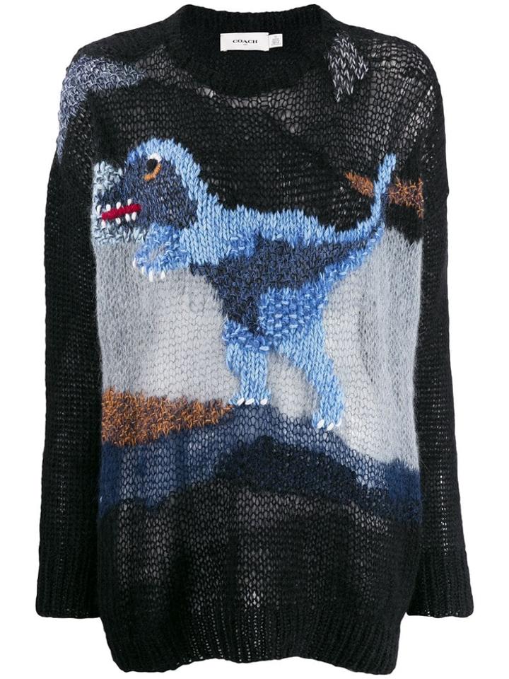 Coach Dinosaur Embroidered Sweater - Black