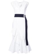 Derek Lam 10 Crosby Sleeveless Ruffle Hem Dress - White