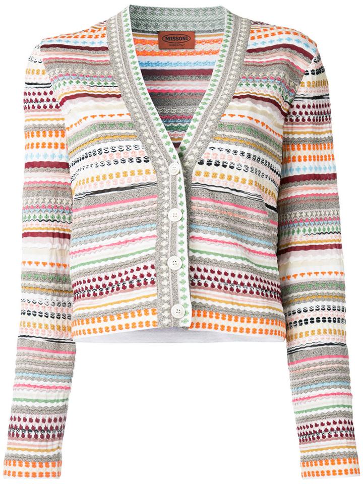 Missoni - V-neck Striped Cardigan - Women - Nylon/viscose - 46, Nylon/viscose