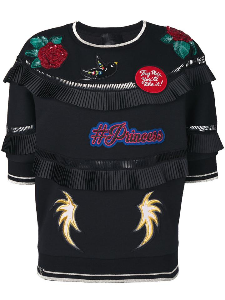 Philipp Plein - Ventigo Top - Women - Cotton/elastodiene/polyamide/acetate - M, Black, Cotton/elastodiene/polyamide/acetate