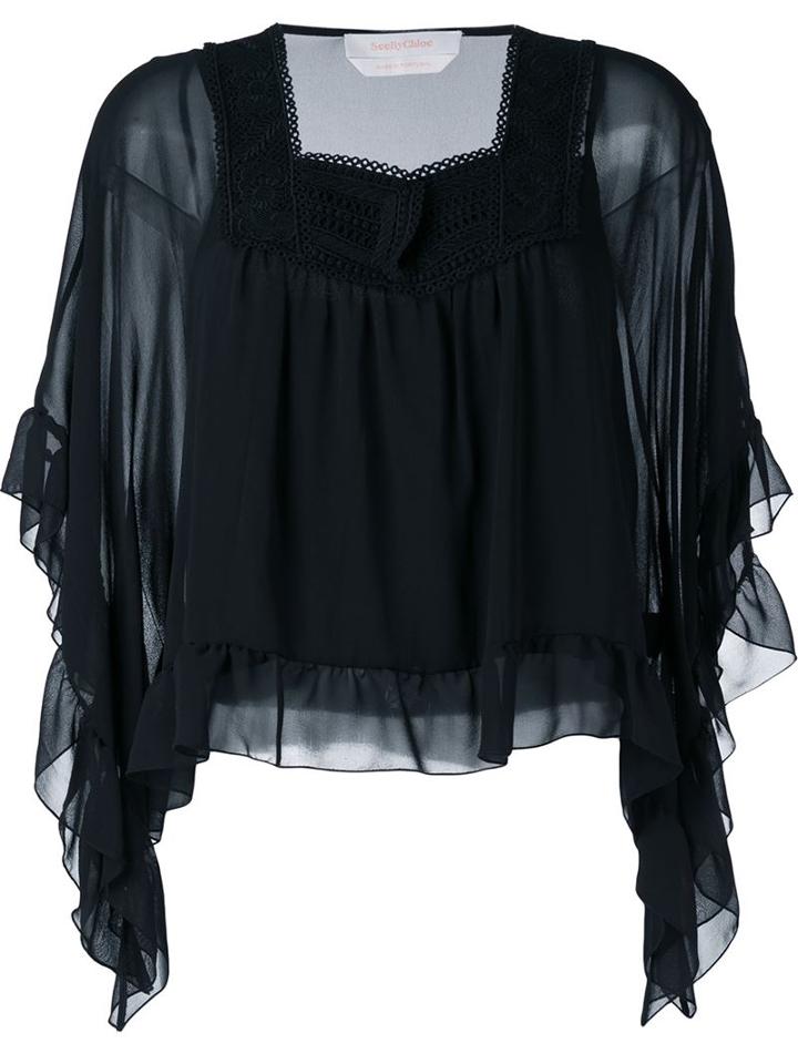 See By Chloé Sheer Frill Trim Blouse