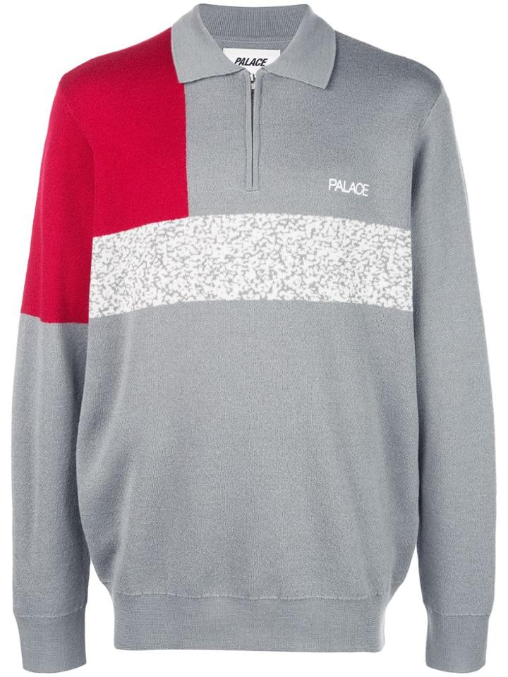 Palace Half Zipped Sweater - Grey