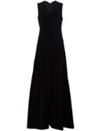 Carven V-neck Gown, Women's, Size: 36, Black, Acetate/polyester/cotton