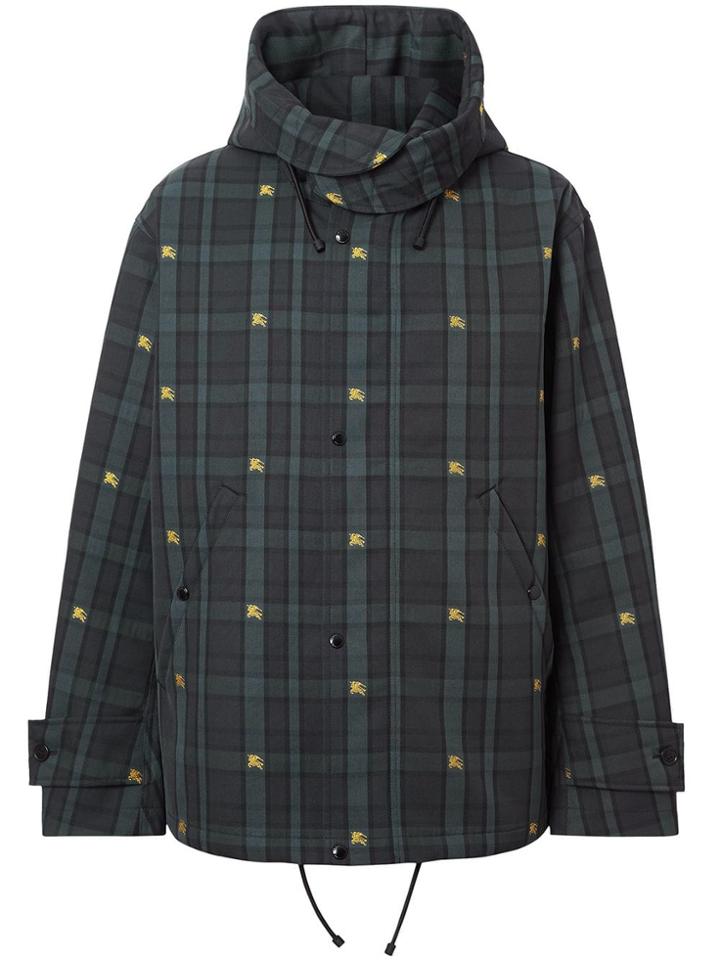 Burberry Equestrian Knight Check Nylon Hooded Jacket - Green