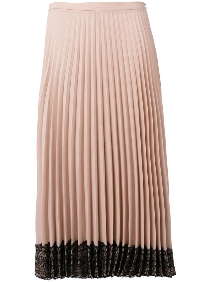 Red Valentino Lace Hem Pleated Skirt, Women's, Size: 40, Pink/purple, Acetate/polyester