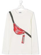Moschino Kids Teen Belt Bag Print T-shirt - White
