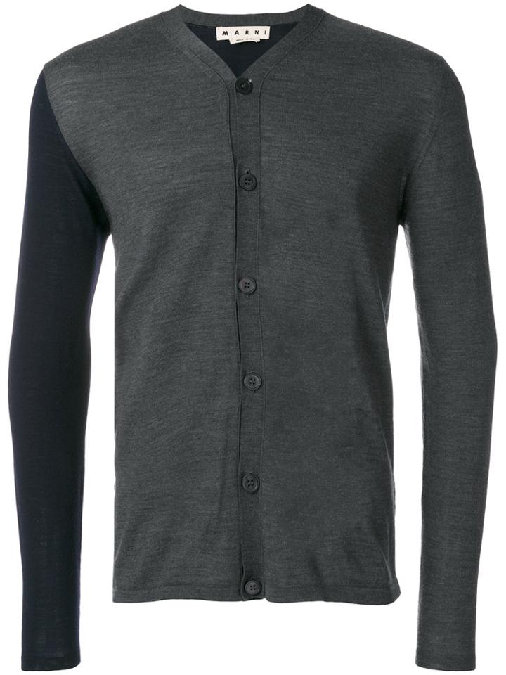 Marni Asymmetric Colour Block Cardigan - Grey