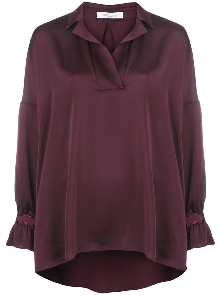 Blumarine Satin Open Collar Shirt - Pink & Purple