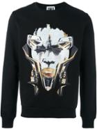 Les Hommes Urban Futuristic Portrait Print Sweatshirt