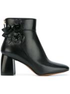 Tory Burch Floral Detail Ankle Boots