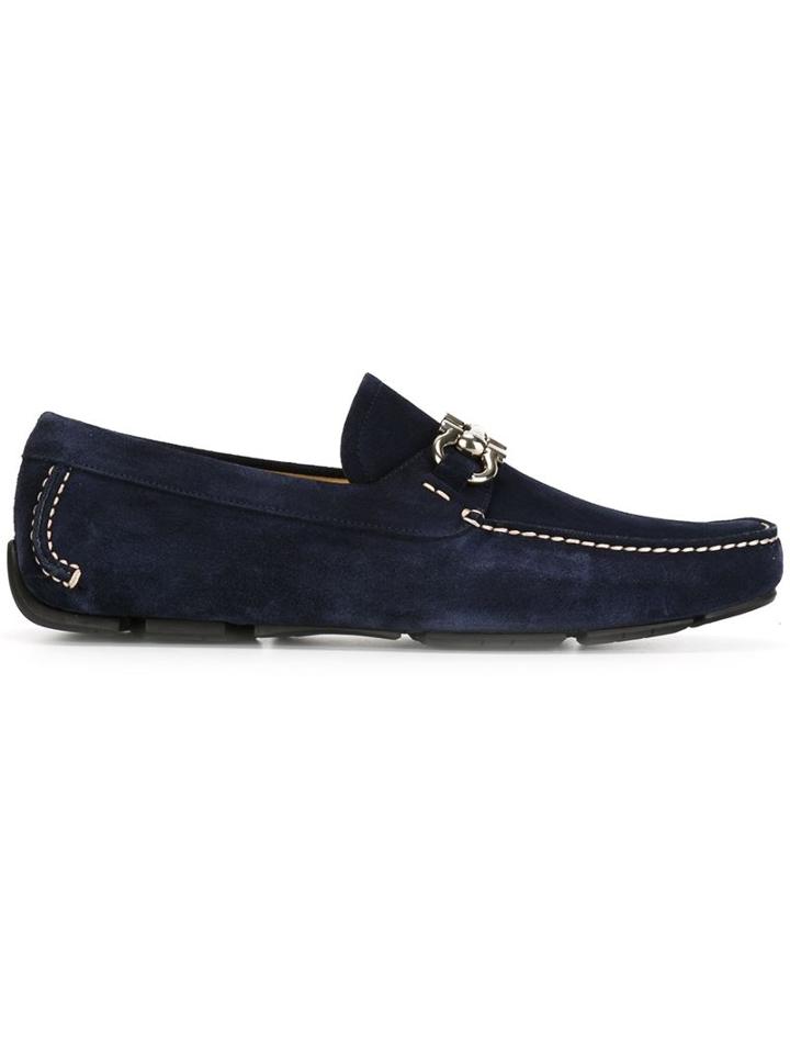 Salvatore Ferragamo Parigi Loafers, Men's, Size: 8.5, Blue, Calf Suede/leather/rubber