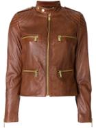 Michael Michael Kors Leather Moto Jacket - Brown